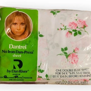 Nueva sábana cama doble plana Dantrel rosa 54 X 76 se adapta a colchón completo vintage - Imagen 1 de 5