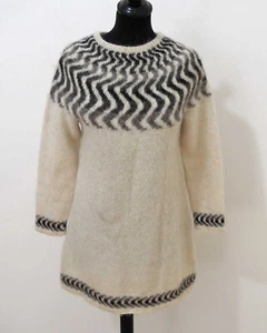 Island Norweger Strick Minikleid Grösse S Damen Wolle Tunika Handarbeit N309 - Picture 1 of 3