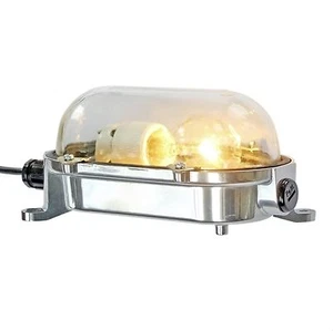 Fabriklampe Schiffslampe Alu poliert Bunkerlampe Industrie Vintage Wand oval ++ - Bild 1 von 10