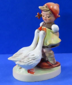 Vintage Hummel Goose Girl Goebel Girl w/ Two Geese Figurine Collectible 4" Tall - Picture 1 of 14