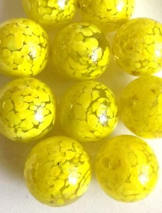 Glass Marbles Game Shooters 1" - 10 pcs Clear w/yellow spots - Picture 1 of 2
