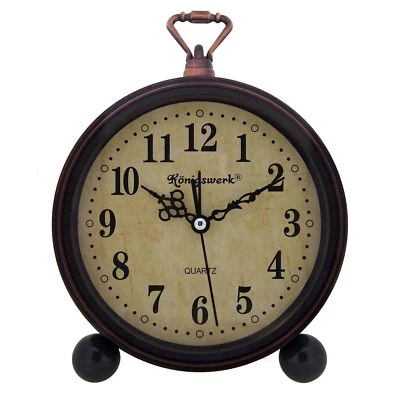 Vintage Analog Alarm Clock 5.25 inch Small Silent Desk Clock with Night Light... - Image 1 of 4