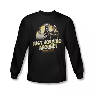 T-shirt manica lunga adulto Abbott & Costello Horsing Around taglie - S-2X nuova - Foto 1 di 1
