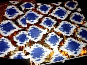Pair 18 X 18 ROYAL BLUE & GOLD FOIL DIAMOND TRELLIS PILLOW COVERS #S47 - Picture 1 of 4