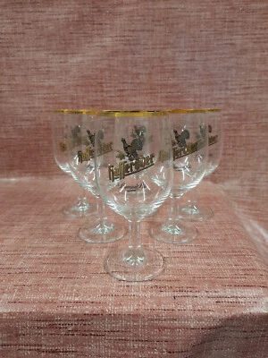 Hasseröder Medio-Pokal 0,25 l 6x Pokal Bierglas Gastro Goldrand