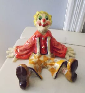 VINTAGE COLLECTIBLE FOLK ART PAPER MACHE CIRCUS CLOWN HANDPAINTED HANDMADE - Picture 1 of 4