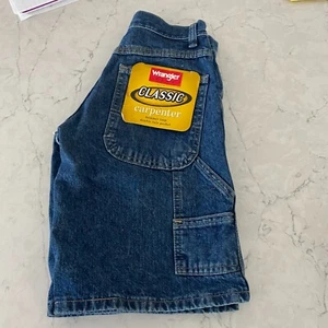 Wrangler Hero Carpenter Shorts Boys 8 Medium Wash Denim Double Rule Pocket - Picture 1 of 8