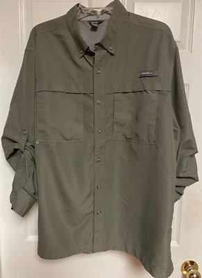 Camisa Eddie Bauer TAMANHO XL manga longa com botões cinza caminhada - Imagem 1 de 4