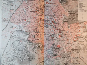 1905 ATHENS Vintage Map Greece City Plan ORIGINAL Color C21-1 - Picture 1 of 3