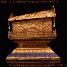old Tibet bronze Gilt Dragon statue buddha Buddhist relics sar ī ra coffin box