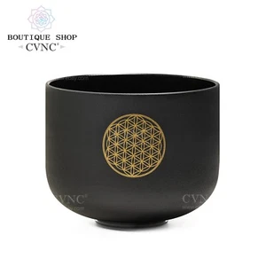 CVNC 432Hz 12"C Black Chakra Frosted Crystal Singing Bowl For Sound Healing Bath - Picture 1 of 6