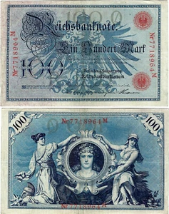 Reichsbanknote 100 Mark 1908 Berlin Reichsbank DEU-31b Ro.33b P-33a - Bild 1 von 1