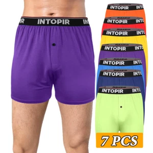 Mens 7-Pack Boxer Comfort Flex Boxer Briefs Loose Ultra Soft Stretch Sleep Pants - Picture 1 of 14