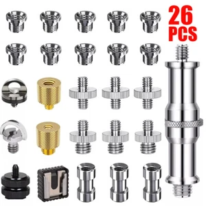 Camera Screw Mount Set 26PCS 1/4" and 3/8" Converter Threaded Screws Adapter - Picture 1 of 12