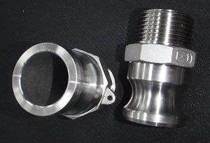 STAINLESS STEEL CAM LOCK ADAPTER 1" MALE - 1" NPT MALE NIPPLE CL24-100 - Picture 1 of 1