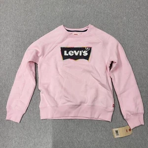 New Levis Kids pullover Sweater Pink Big Puff Logo Size Large 12-13 Year Old - Picture 1 of 7
