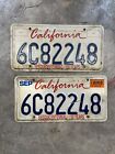 2000 California License Plate Pair SESQUICENTENNIAL - 150 YEARS Set Of 2