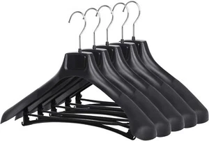 TRIXES Suit Hangers x5 NEW Broad Black Jacket Suit Trousers Coats Hangers Pack - Picture 1 of 8