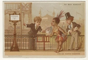 TRADE CARD ADVERTISING "AU BON MARCHE" IN PARIS, FRANCE: FIRST MODERN DEPT STORE - Picture 1 of 2
