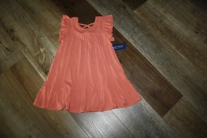 NWT MABEL + HONEY GIRLS CORAL RIBBED SUNDRESS SCOOP NECK OPEN BACK - SIZE 5 - Picture 1 of 3