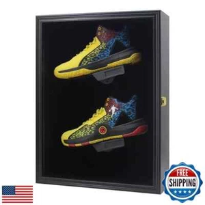 Memorabilia Sportschuhe Vitrine Rahmen abschließbar Wandhalterung Holzklampe - Bild 1 von 5