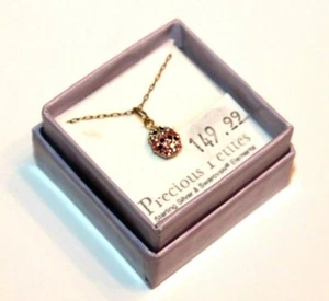 Precious Petites SS Gold P Swarovski Crystal Light Rose Pink LadyBug Pendant - Picture 1 of 5