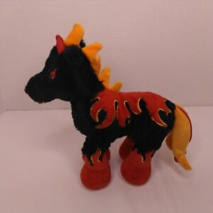 Webkinz Night Mare Fire Horse 11” Black Red Flames Plush Stuffed No Code
