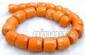 SALE Big 15-20mm High Quality Natural Orange Column Knurl Coral strand 15"-los61 - Picture 1 of 5