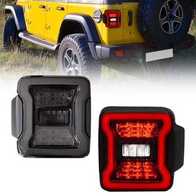 Smoked Pair LED Tail Lights Assembly Lamps For Jeep Wrangler JL 2018 2019-23 24 Foto 1 de 4