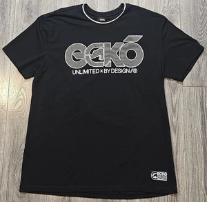 Vintage Y2K Ecko Unltd Spellout Rhino Logo Rundhalsausschnitt T-Shirt schwarz Herren Größe 2XL - Bild 1 von 9