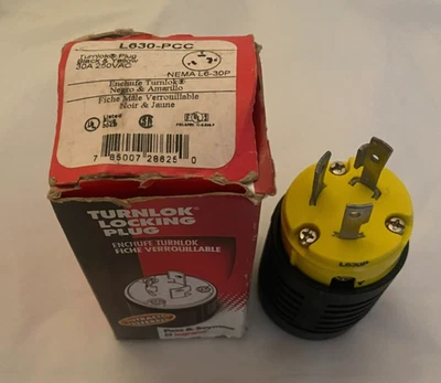 NUEVO STOCK ANTIGUO L630-PTT Pass & Seymour Legrand Turnlok Enchufe Macho 30A 250V (L630P) Foto 1 de 4
