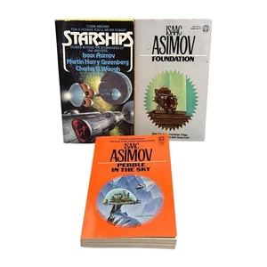 Isaac Asimov Lot 3 Sci-Fi Paperback Book Foundation Starships Pebble in Sky 1983 - Picture 1 of 7