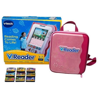 2010 VTech V.Reader Animated E-Book System Open Box w/Case 9 Cartridges Charger - Image 1 of 4