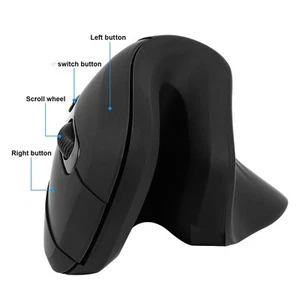 Black Wired Vertical Mouse Ergonomics Vertical Mouse Office Game Mouse 3 Mo PLM - Photo 1/12