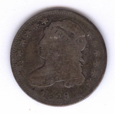 Монета номиналом 10 центов 1829 с крышкой + СЕРЕБРО + без резерва! - Изображение 1 из 2