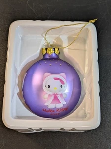 Sanrio Hello Kitty 2003 Purple Pink Glass Christmas Ball Ornament - Picture 1 of 9