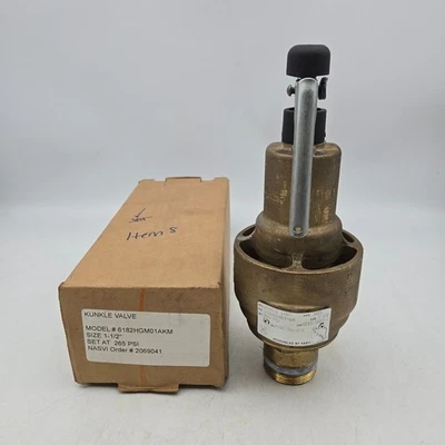 Kunkle 6182HGM01AKM 1 1/2" 1.5" Safety Relief Valve Brass Bronze Set at 265 PSI - Image 1 of 4