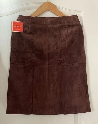 Isaac Mizrahi Mujer Falda Marrón Hasta la Rodilla Cinturón Cuero Genuino 4 Foto 1 de 4