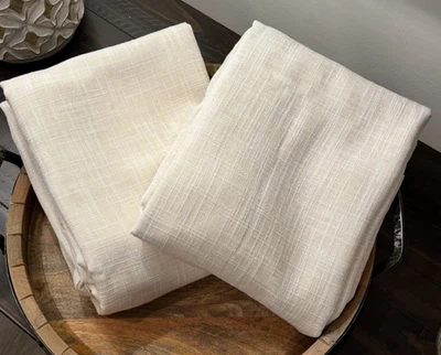 Set/2 West Elm: Crossweave Curtain Unlined Color: Natural Canvas, 48"x84” READ - Image 1 of 4