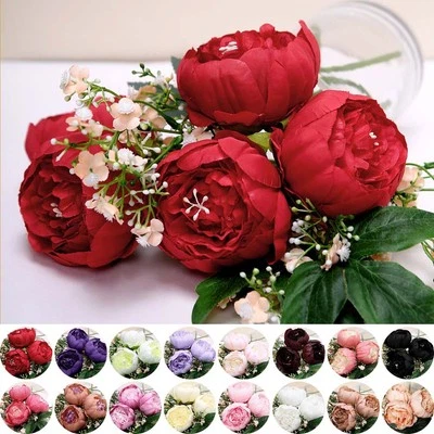 10 pcs 3" Faux Silk Peony Flower Heads Wedding Party Home Decorations Supplies - Image 1 of 2