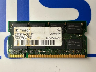 Infineon 512MB DDR-333 HYS64D64020HBDL-6-C SODIMM PC2700 NON-ECC - Image 1 of 2