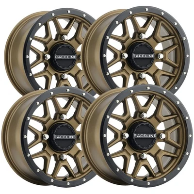 (Set of 4) Raceline UTV A94BZ Krank 14x7 4x156 +38mm Bronze Wheels Rims 14" Inch Foto 1 de 4