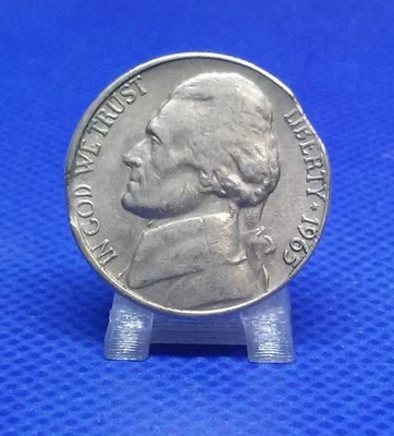 1965 Jefferson Nickel Collectible Coin Error Double Clipped Planchet - Image 1 of 2