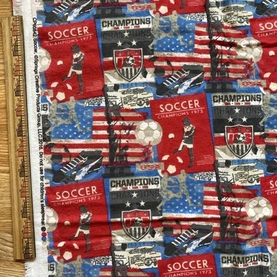 2yards SPRINGS CREATIVE FABRIC Soccer Futbol, Red Gray Blue USA champions - Image 1 of 3