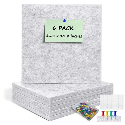 6 Pack Cork Board Felt Bulletin Board with 60 Push Pins, 1/2" Thick Pinboard ... - Image 1 of 4