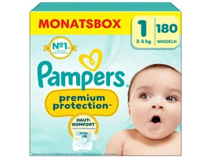 Pampers Baby Nappies, Size 1 (2–5 kg), Premium Protection, for Newborn, Half Mon - Bild 1 von 4