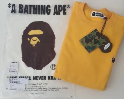 A BATHING APE Bape head one point Crewneck yellow L large sweatshirt - Image 1 of 4