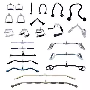 Cable Attachments Lat Pull Push Press Down Tricep Stirrup handle Gym Accessories - Picture 1 of 67