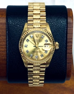 Rolex 6917 18K Yellow Gold DateJust w/Gold Diamond Dial & Gold Fluted Bezel - Picture 1 of 14
