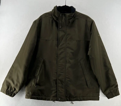 Dockers Soft Shell Jacket Mens Size M Full Zip Snap Fleece Lined Khaki Green - Image 1 of 4